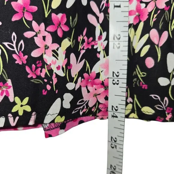 Notations Women 24W Floral SKirt Black Pink Polka Dot Cottagecore Romantic - Picture 11 of 16
